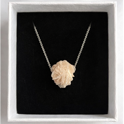 Desert Rose Necklace – Natural Crystal Pendant in Sterling Silver