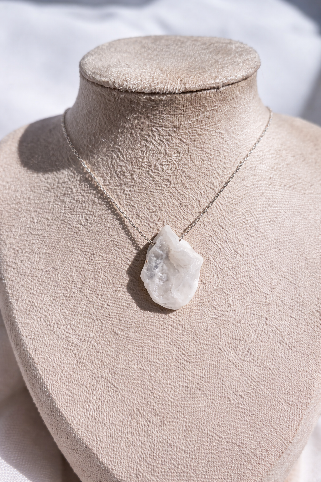 Moonstone Necklace – Natural Crystal Pendant in Sterling Silver