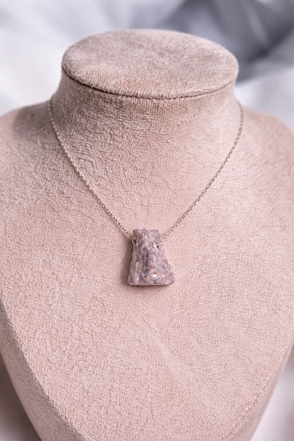 Lepidolite Necklace – Natural Crystal Pendant in Sterling Silver