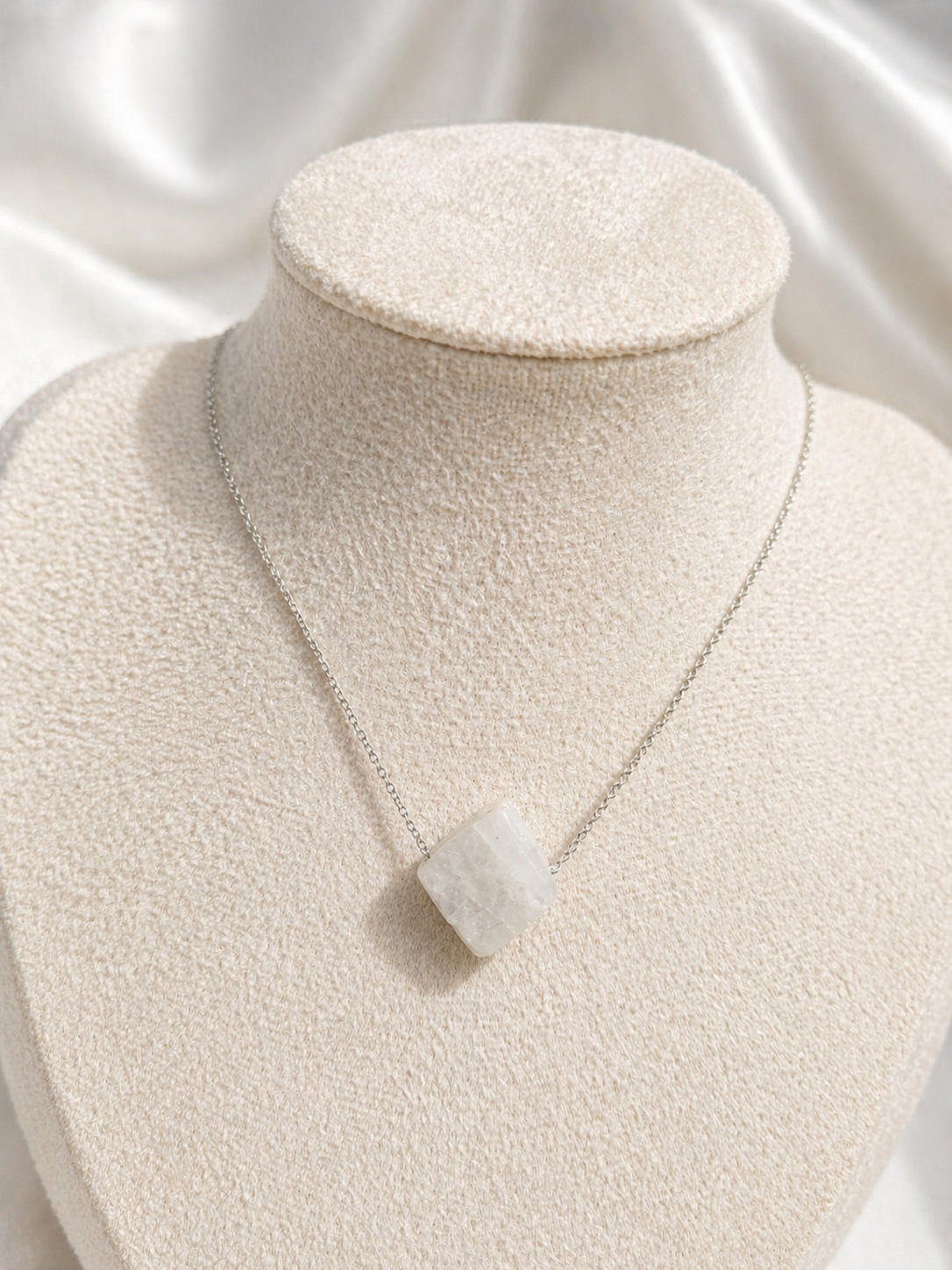Moonstone Necklace – Natural Crystal Pendant in Sterling Silver