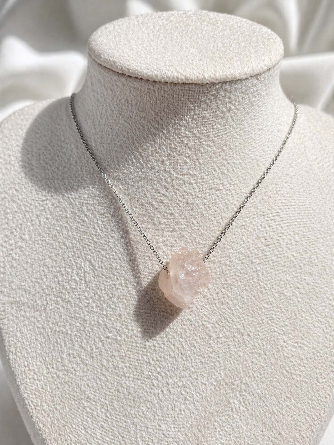Rose Quartz Necklace – Natural Crystal in Sterling Silver