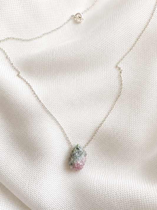 Watermelon Tourmaline – Natural Crystal Pendant in Sterling Silver
