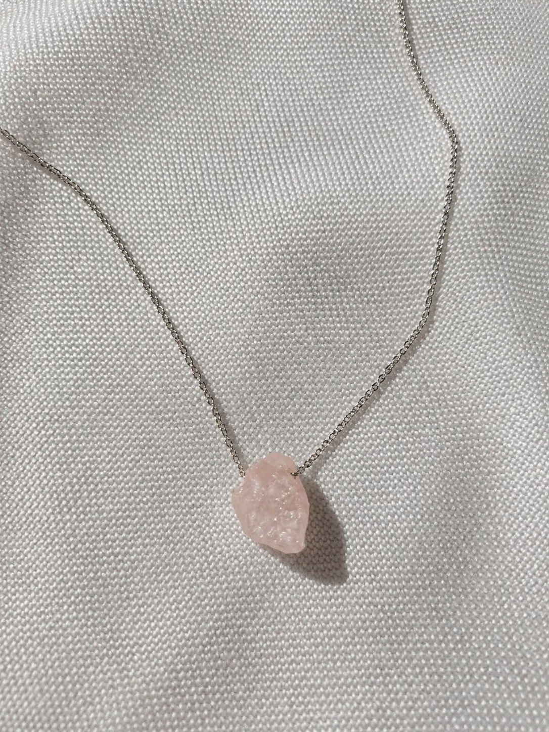 Rose Quartz Necklace – Natural Crystal  in Sterling Silver