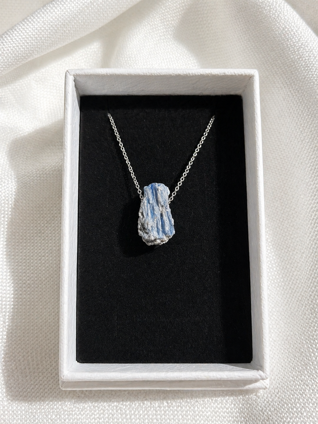 Blue Kyanite Necklace – Natural Crystal Pendant in Sterling Silver