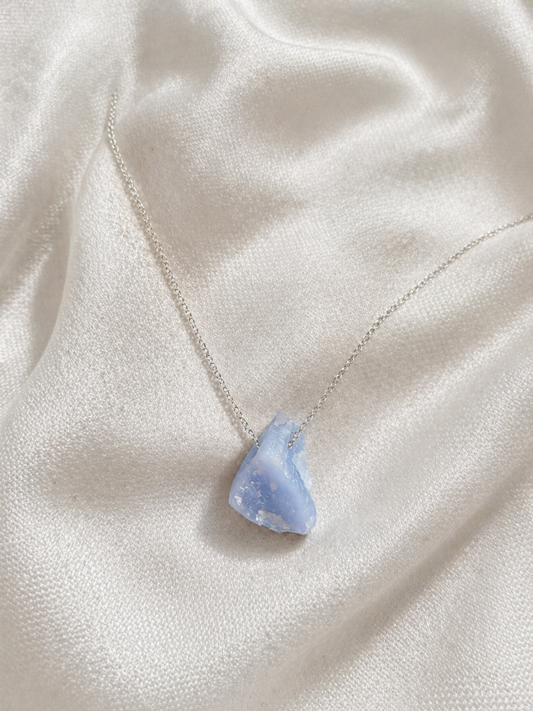 Angelite Necklace – Natural Crystal Pendant in Sterling Silver