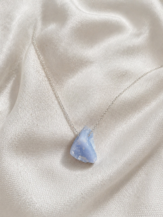 Angelite Necklace – Natural Crystal Pendant in Sterling Silver