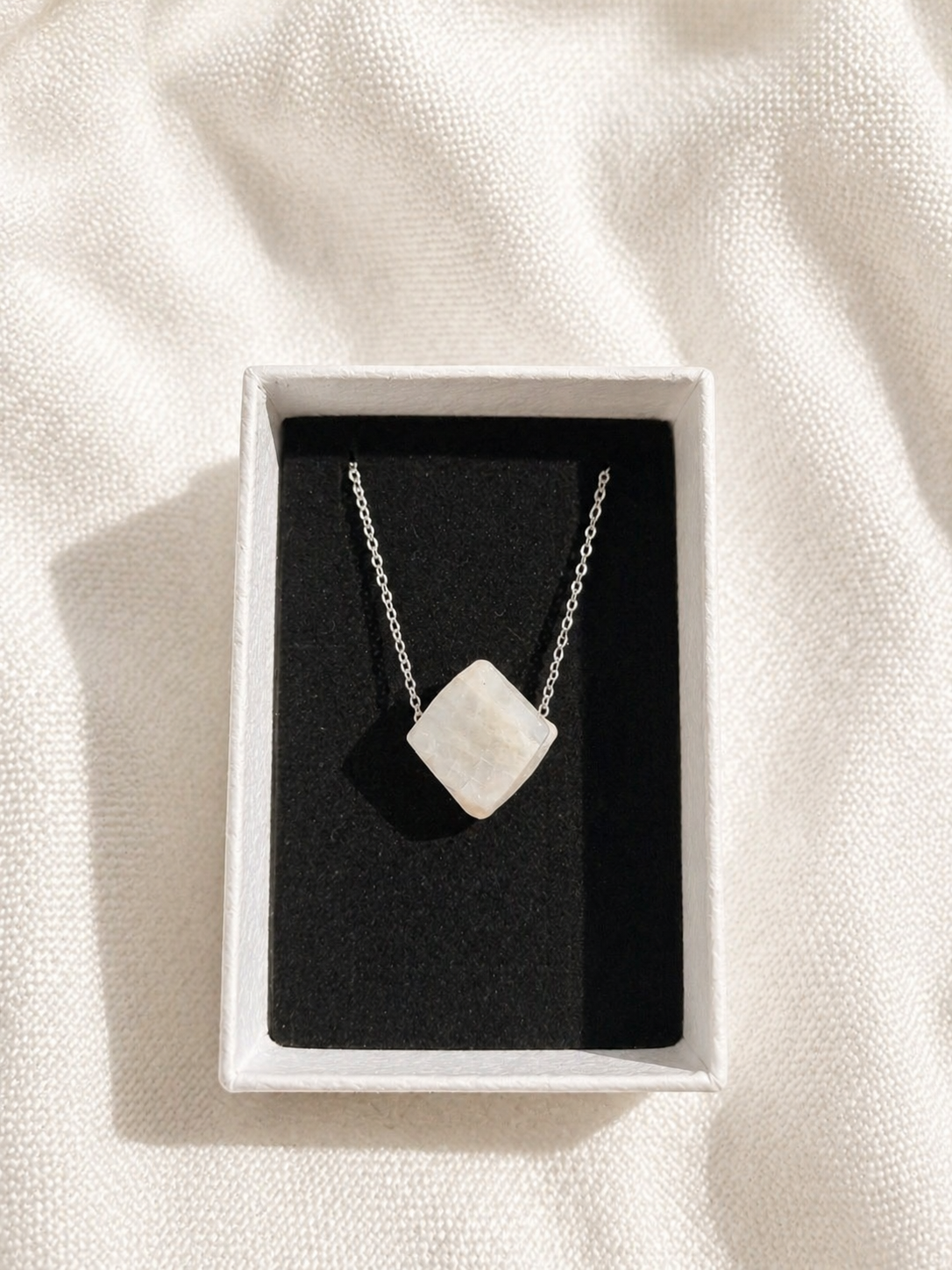 Moonstone Necklace – Natural Crystal Pendant in Sterling Silver