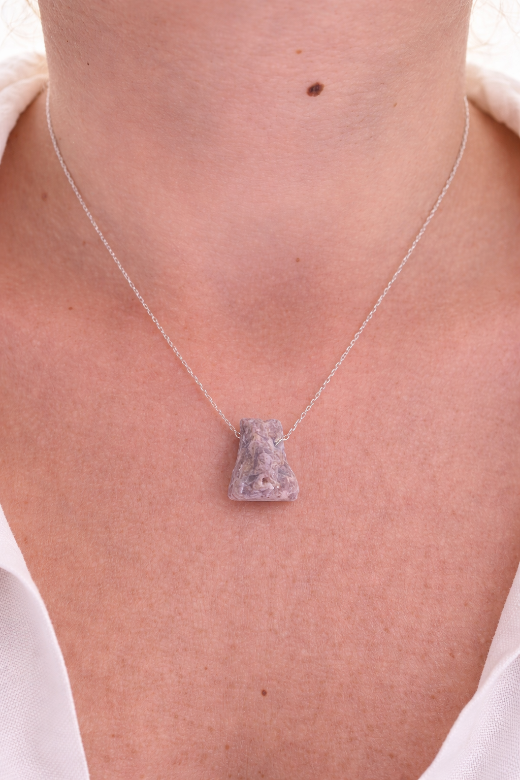 Lepidolite Necklace – Natural Crystal Pendant in Sterling Silver