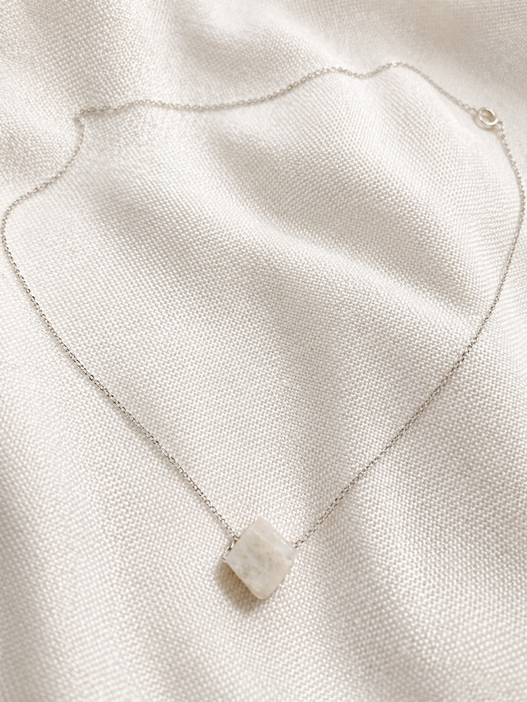 Moonstone Necklace – Natural Crystal Pendant in Sterling Silver