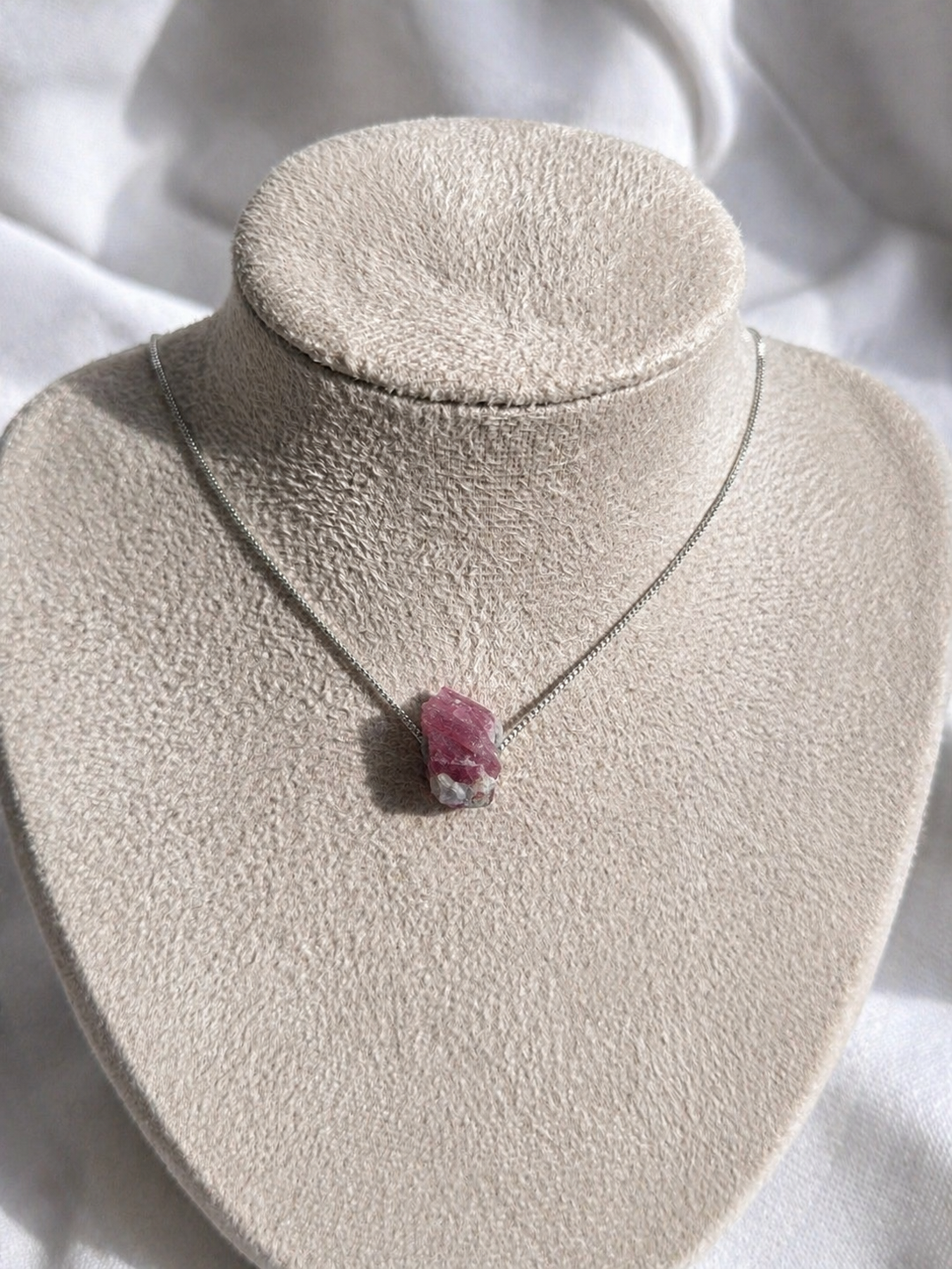 Pink Tourmaline Necklace – Natural Crystal Pendant in Sterling Silver