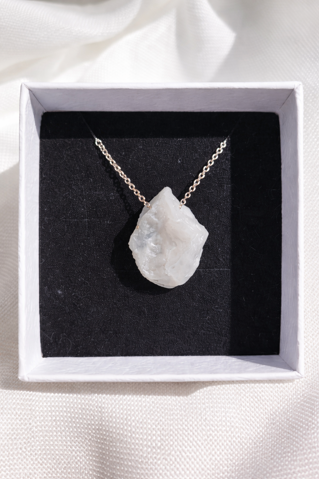 Moonstone Necklace – Natural Crystal Pendant in Sterling Silver