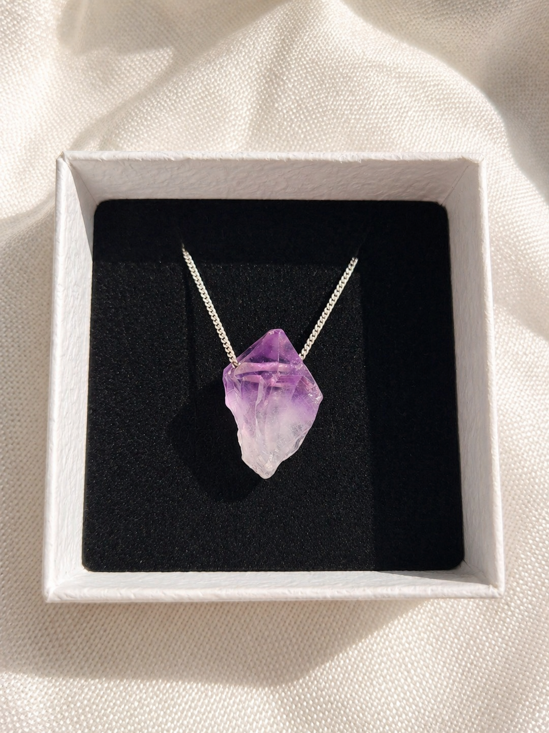 Amethyst Necklace – Natural Crystal Pendant in Sterling Silver