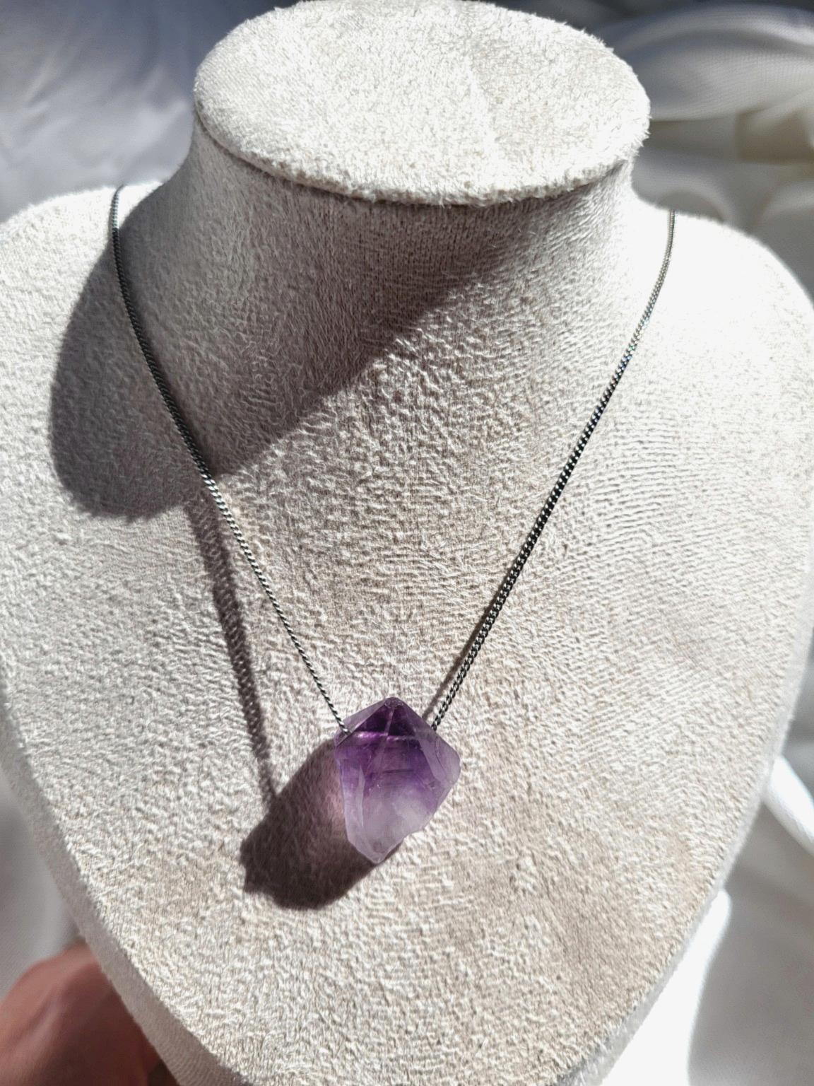 Amethyst Necklace – Natural Crystal Pendant in Sterling Silver