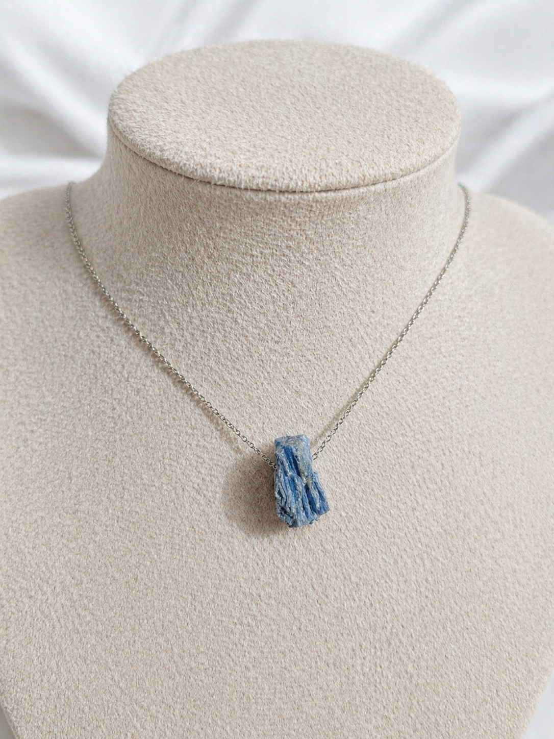 Blue Kyanite Necklace – Natural Crystal Pendant in Sterling Silver
