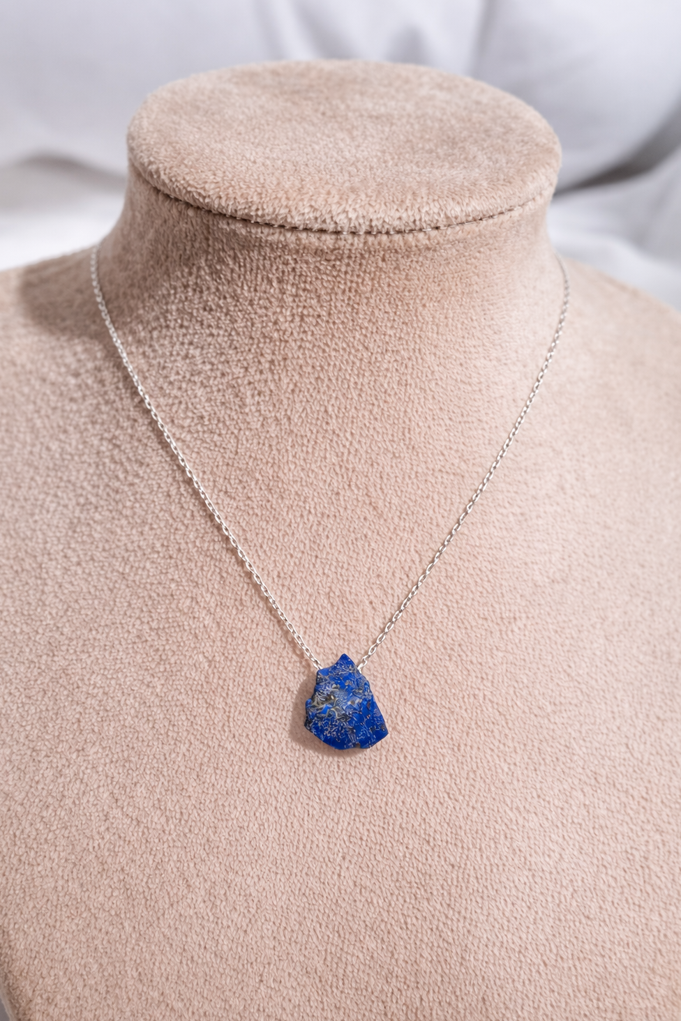 Lapis Lazuli Necklace – Natural Crystal Pendant in Sterling Silver