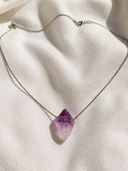 Amethyst Necklace – Natural Crystal Pendant in Sterling Silver