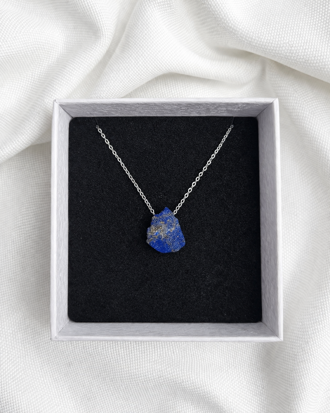 Lapis Lazuli Necklace – Natural Crystal Pendant in Sterling Silver