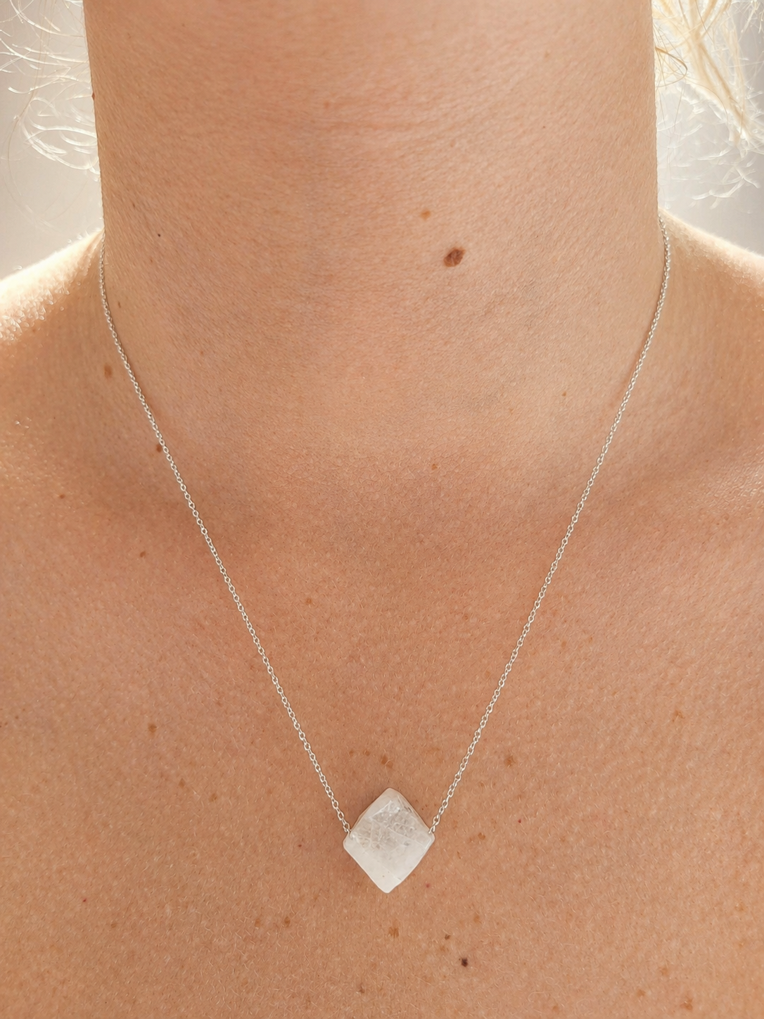 Moonstone Necklace – Natural Crystal Pendant in Sterling Silver