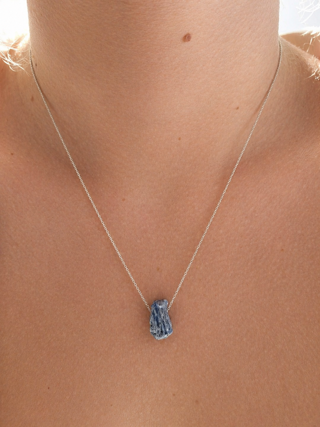 Blue Kyanite Necklace – Natural Crystal Pendant in Sterling Silver