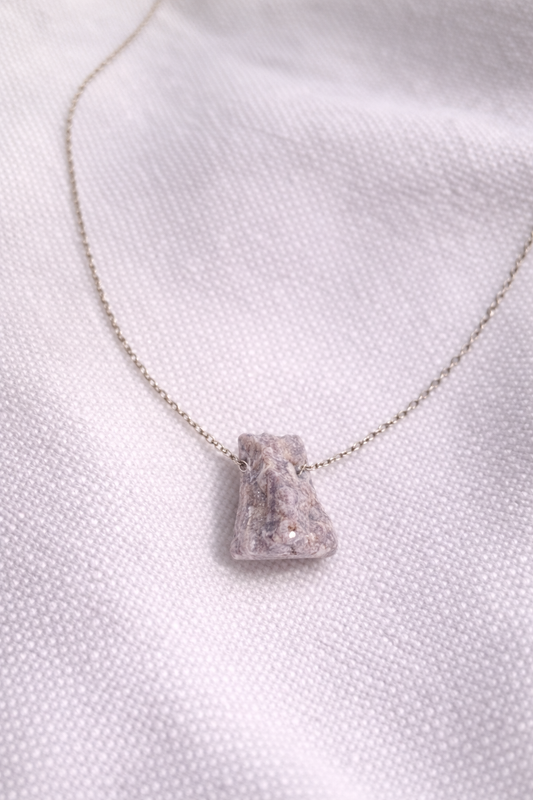 Lepidolite Necklace – Natural Crystal Pendant in Sterling Silver