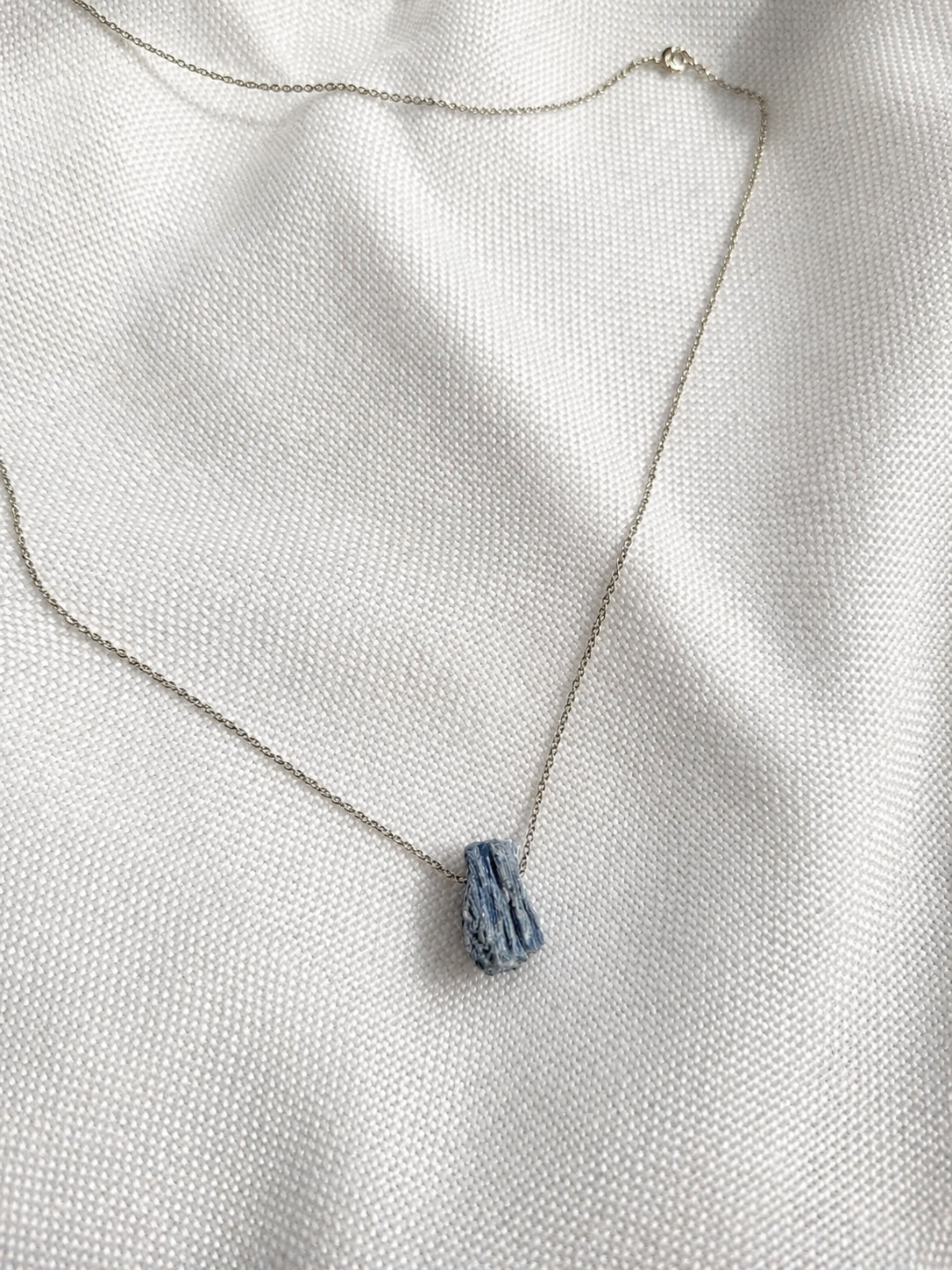 Blue Kyanite Necklace – Natural Crystal Pendant in Sterling Silver