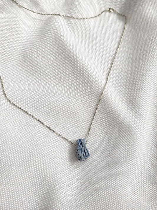 Blue Kyanite Necklace – Natural Crystal Pendant in Sterling Silver