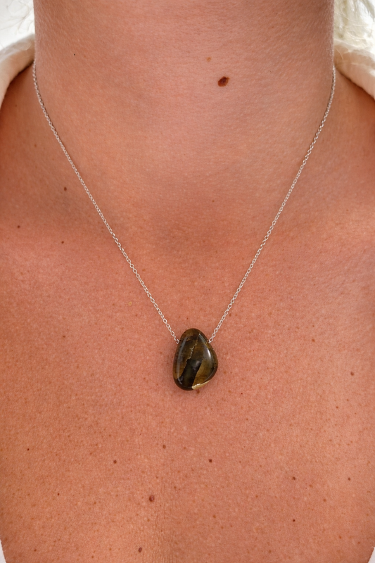 Labradorite Necklace – Natural Crystal Pendant in Sterling Silver